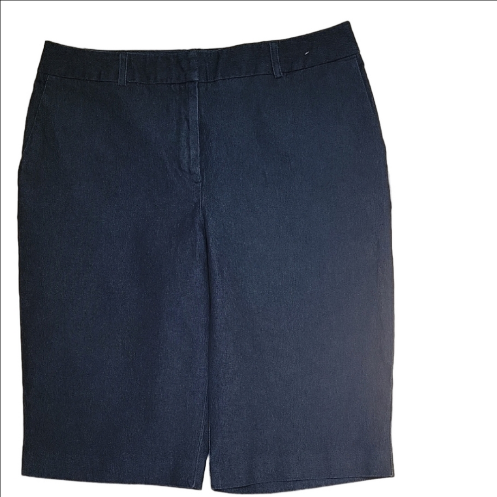 Josephine Chaus Dark Blue High Rise Bermuda Trouser Shorts Size 8 EUC